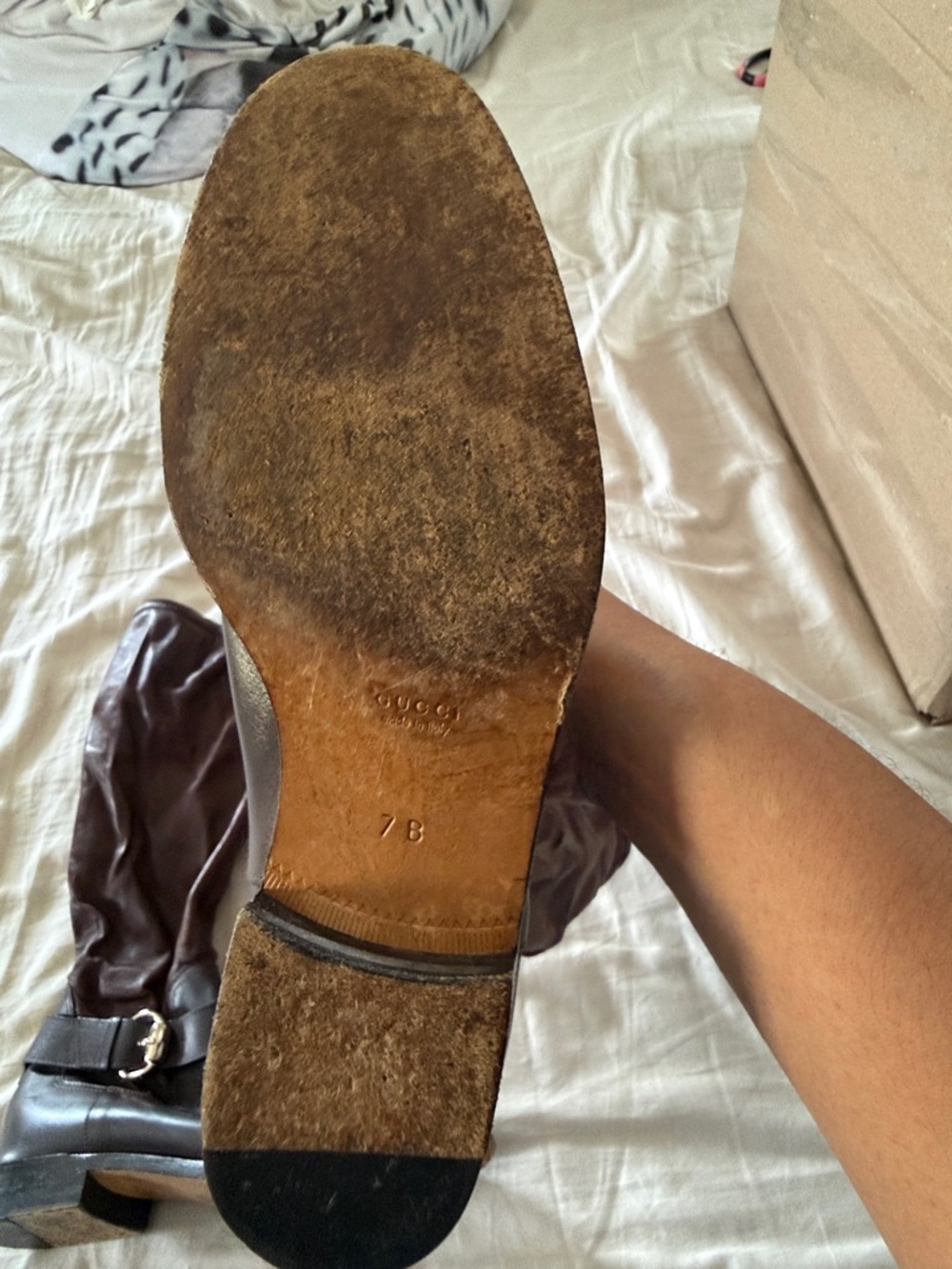 Gucci Brown women’s Leather Riding Boots with Buckle - Picture 2 of 3